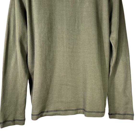 Vintage 1946 Green Henley Wood Buttons Washed Stoned Beaten Shirt Mens Large - Picture 3 of 10